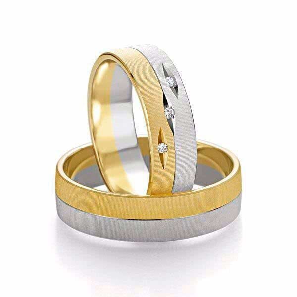 Gifteringer i  hvitt og gult gull 14 kt, 6 mm. Smart line - 4807117